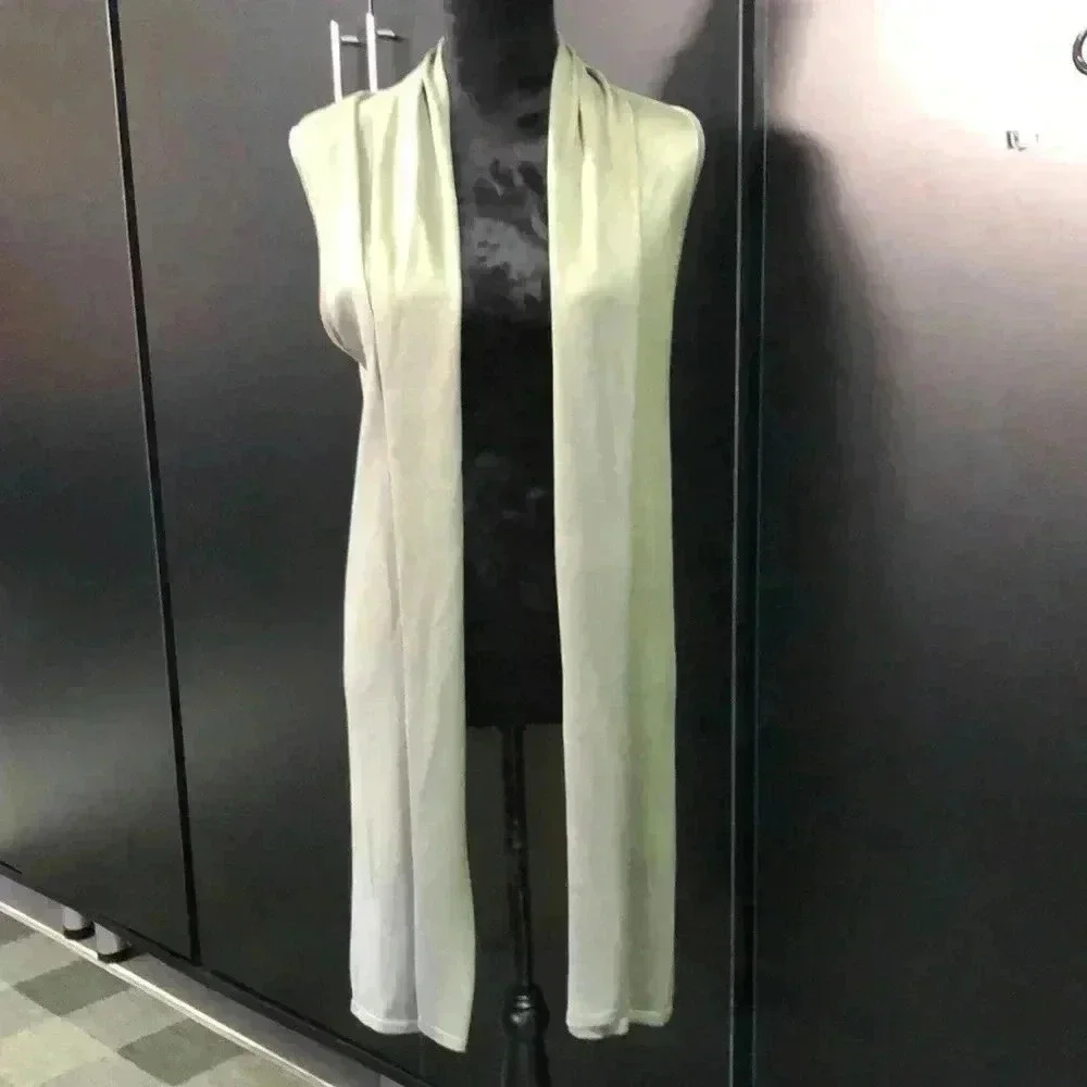Joseph A. Open Front sleeveless knit vest/long sweater:cardigan,olive green